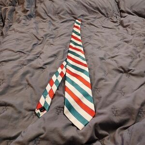 Jos. A. Bank Triple Stripe Tie Silk Orange Teal White Miami Hurricane Colors